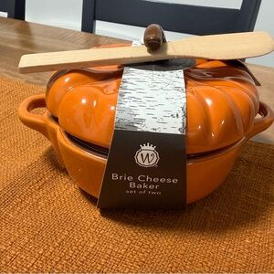 Orange Pumpkin-Shaped Brie Cheese Baker by